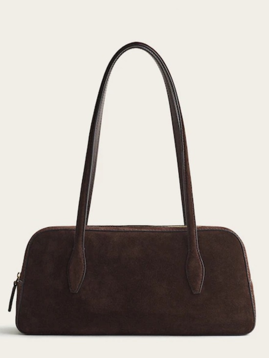 Madewell Handbags - Madewell Suede Shoulder Bag - Dark Brown